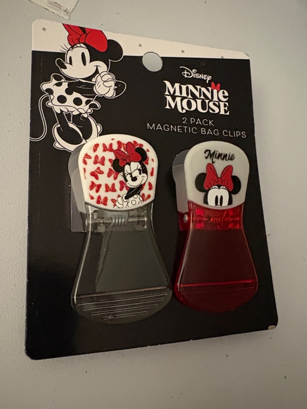 Disney Minnie Mouse Magnetic Bag Clips - Red and Clear Set